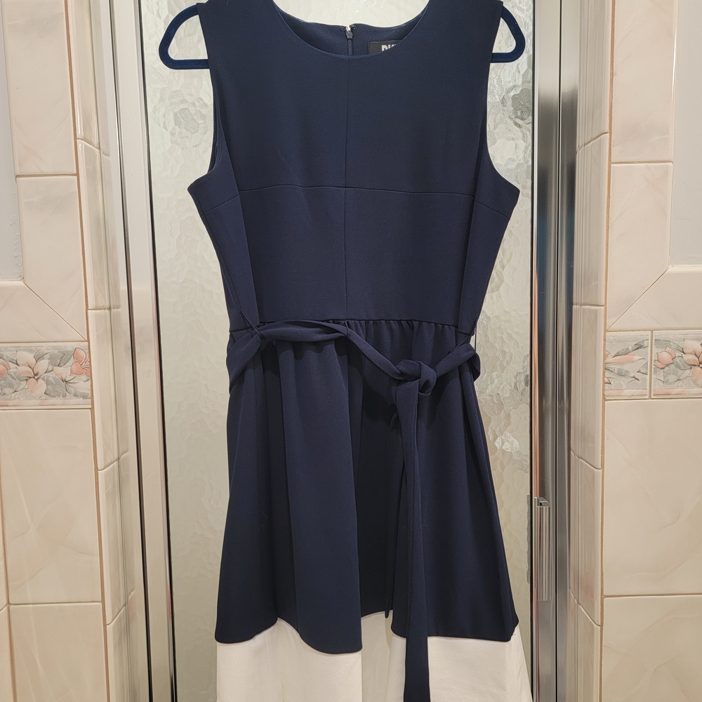 DKNY Blue Sleeveless A-Line High Low Dress